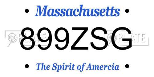 899ZSG Massachusetts License Plate