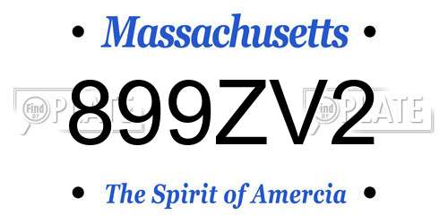 899ZV2 Massachusetts License Plate
