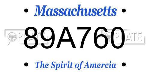 89A760 Massachusetts License Plate