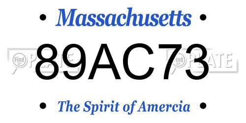 89AC73 Massachusetts License Plate