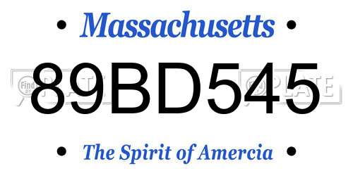 89BD545 Massachusetts License Plate