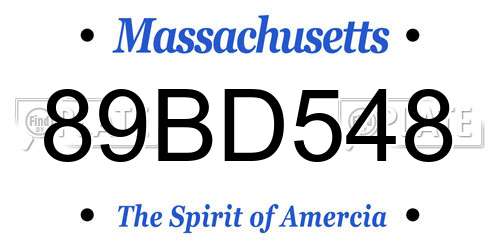 89BD548 Massachusetts License Plate