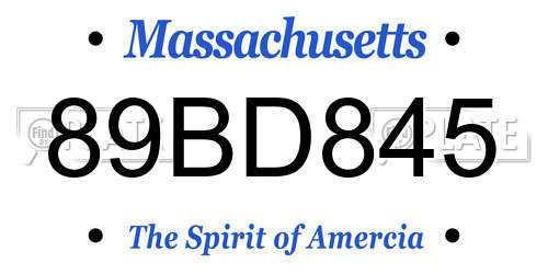 89BD845 Massachusetts License Plate