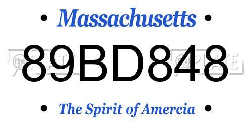 89BD848 Massachusetts License Plate