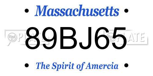89BJ65 Massachusetts License Plate
