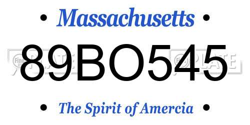 89BO545 Massachusetts License Plate