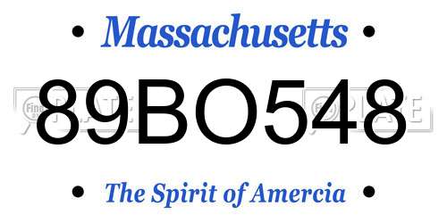 89BO548 Massachusetts License Plate