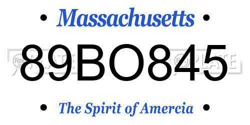 89BO845 Massachusetts License Plate