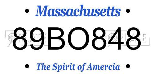 89BO848 Massachusetts License Plate