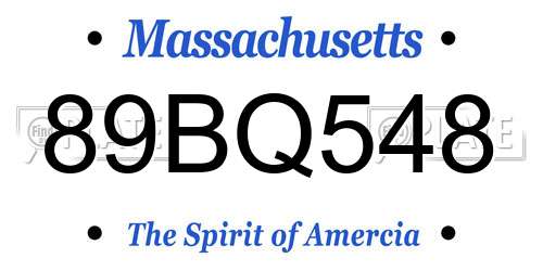 89BQ548 Massachusetts License Plate