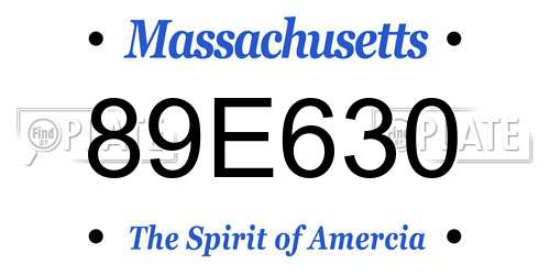 89E630 Massachusetts License Plate