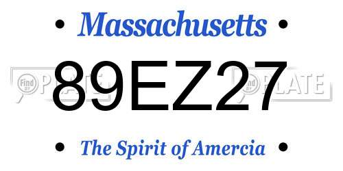 89EZ27 Massachusetts License Plate
