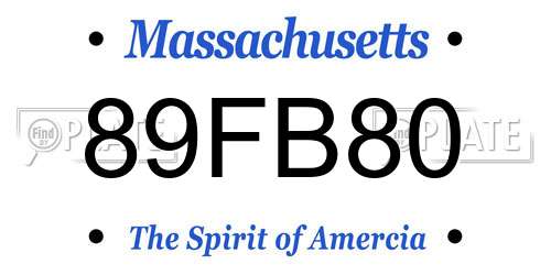 89FB80 Massachusetts License Plate