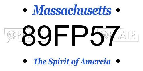89FP57 Massachusetts License Plate