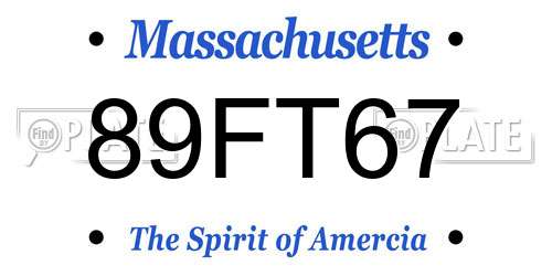89FT67 Massachusetts License Plate