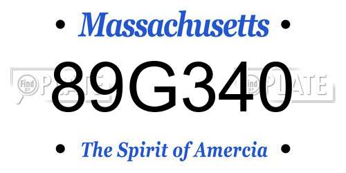 89G340 Massachusetts License Plate