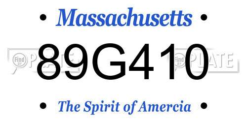 89G410 Massachusetts License Plate