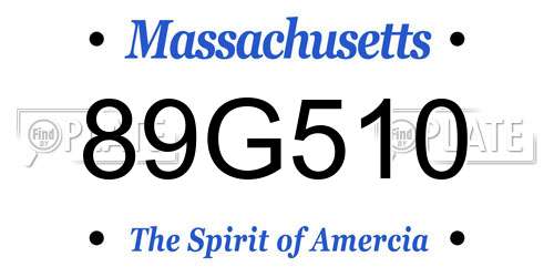 89G510 Massachusetts License Plate