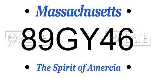 89GY46 Massachusetts License Plate