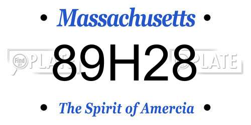 89H28 Massachusetts License Plate