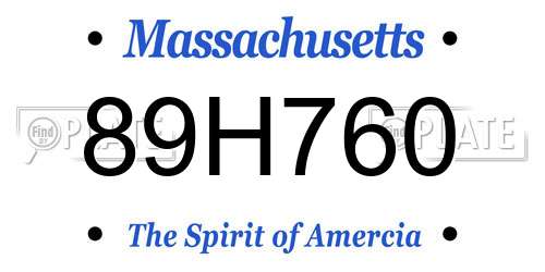 89H760 Massachusetts License Plate