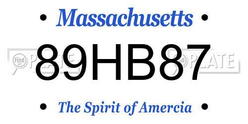 89HB87 Massachusetts License Plate