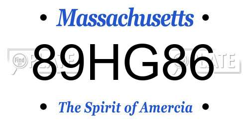 89HG86 Massachusetts License Plate