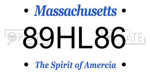 89HL86 Massachusetts License Plate