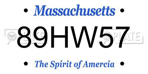 89HW57 Massachusetts License Plate