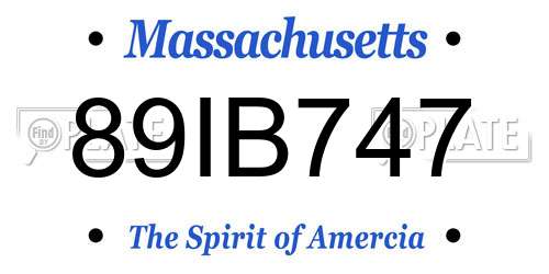 89IB747 Massachusetts License Plate