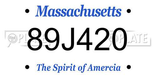 89J420 Massachusetts License Plate