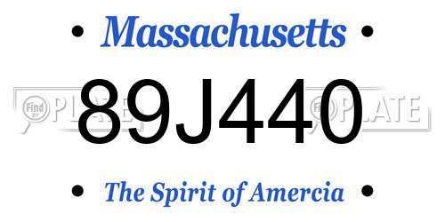 89J440 Massachusetts License Plate