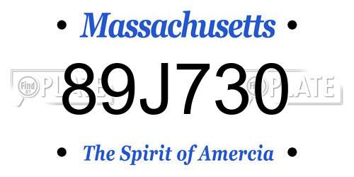 89J730 Massachusetts License Plate