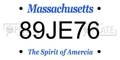 89JE76 Massachusetts License Plate