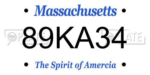 89KA34 Massachusetts License Plate