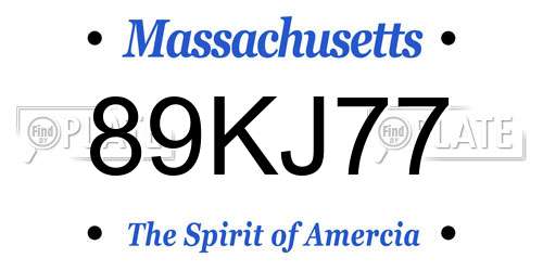 89KJ77 Massachusetts License Plate
