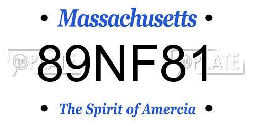89NF81 Massachusetts License Plate