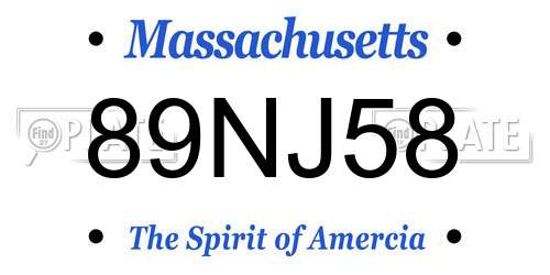 89NJ58 Massachusetts License Plate