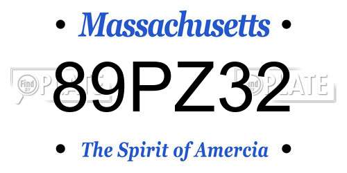 89PZ32 Massachusetts License Plate