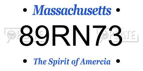 89RN73 Massachusetts License Plate