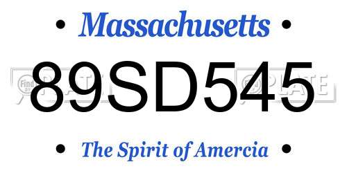 89SD545 Massachusetts License Plate