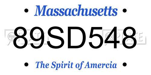 89SD548 Massachusetts License Plate