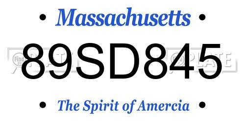 89SD845 Massachusetts License Plate