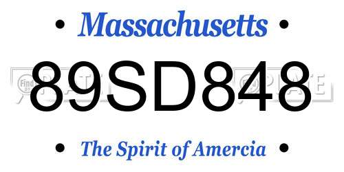 89SD848 Massachusetts License Plate