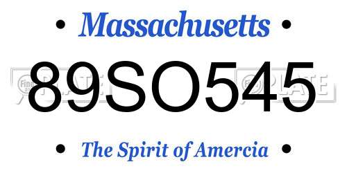 89SO545 Massachusetts License Plate