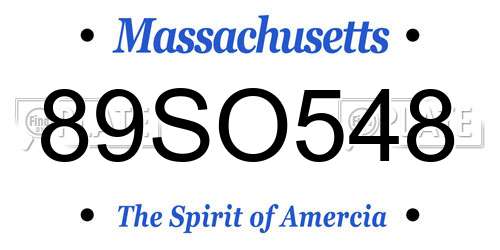 89SO548 Massachusetts License Plate