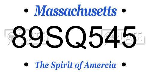89SQ545 Massachusetts License Plate