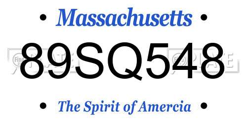 89SQ548 Massachusetts License Plate