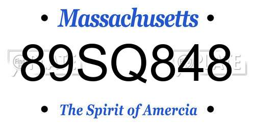 89SQ848 Massachusetts License Plate