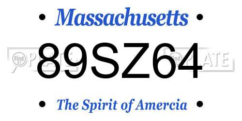 89SZ64 Massachusetts License Plate